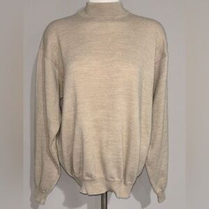 Women's Size L Tan Sweater Made in Italy Wool & Acrylic Machine Wash